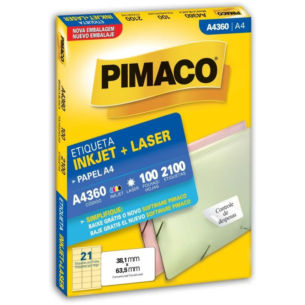 Etiqueta A4 A4360 100 Fls 38,1 X 63,5 Mm Pimaco (Cx.c/2100) - imagem 2