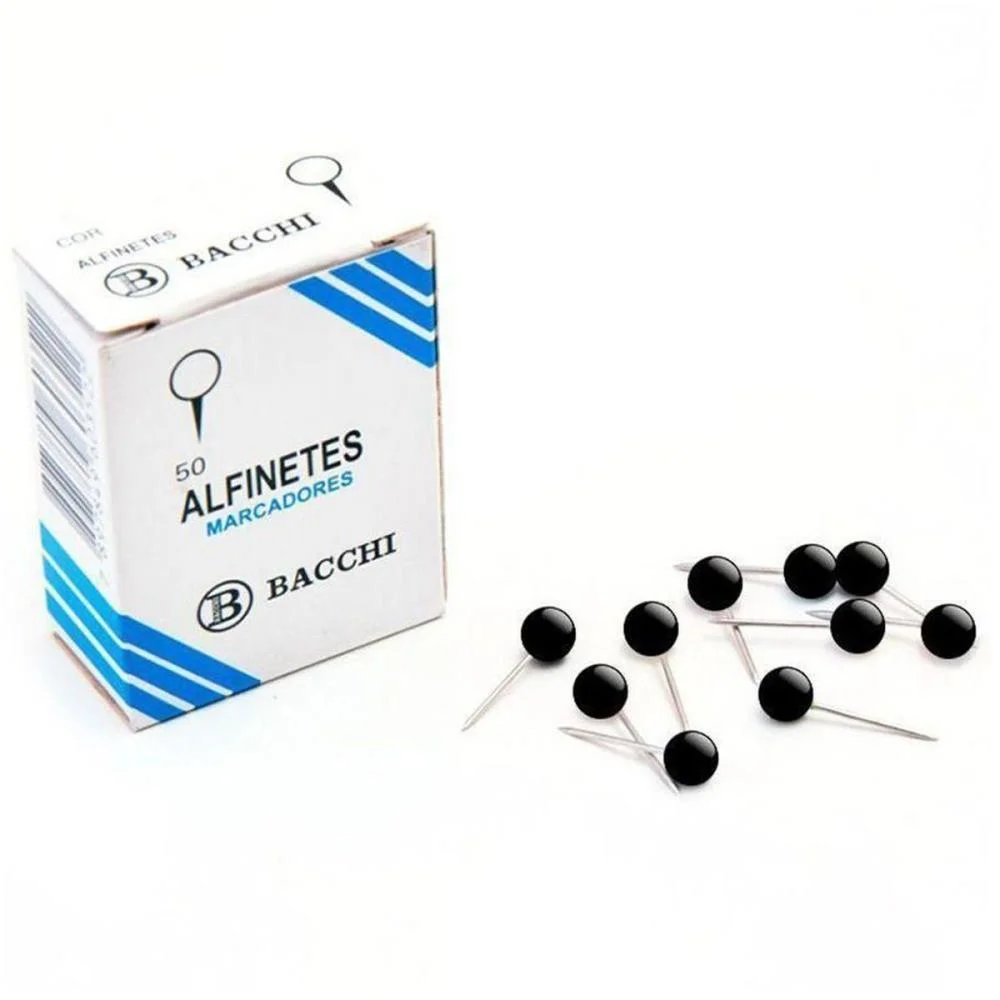 Alfinete Mapa Preto Cx.c/50Pcs. Bacchi (Pct.c/10) - imagem 2