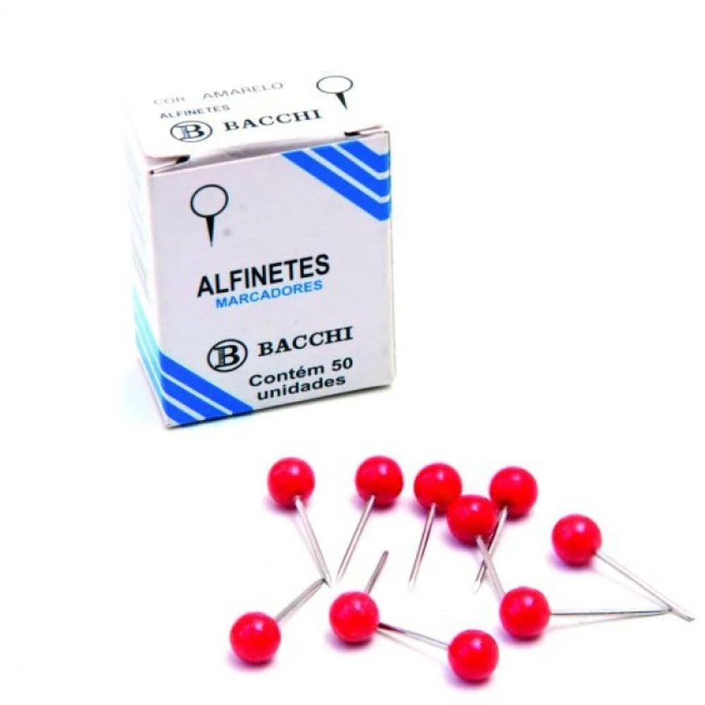 Alfinete Mapa Vermelho Cx.c/50Pcs. Bacchi (Pct.c/10) - imagem 2