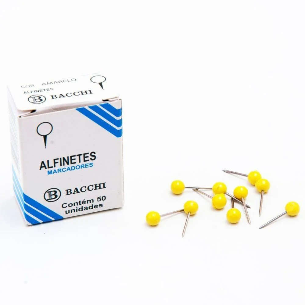 Alfinete Mapa Amarelo Cx.c/50Pcs Bacchi (Pct.c/10) - imagem 2