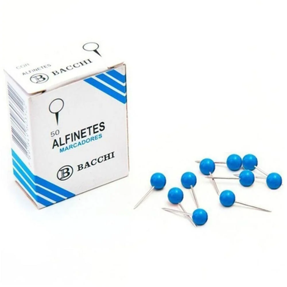 Alfinete Mapa Azul Escuro Cx.c/50Pcs. Bacchi (Pct.c/10) - imagem 3