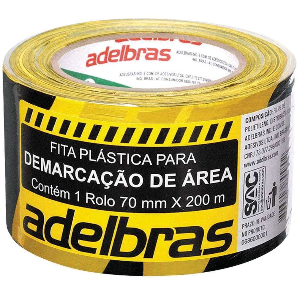 Fita Para Demarcacao De Area Zebrada Rc 70Mmx200Mx0,04Mm Adelbras - imagem 2