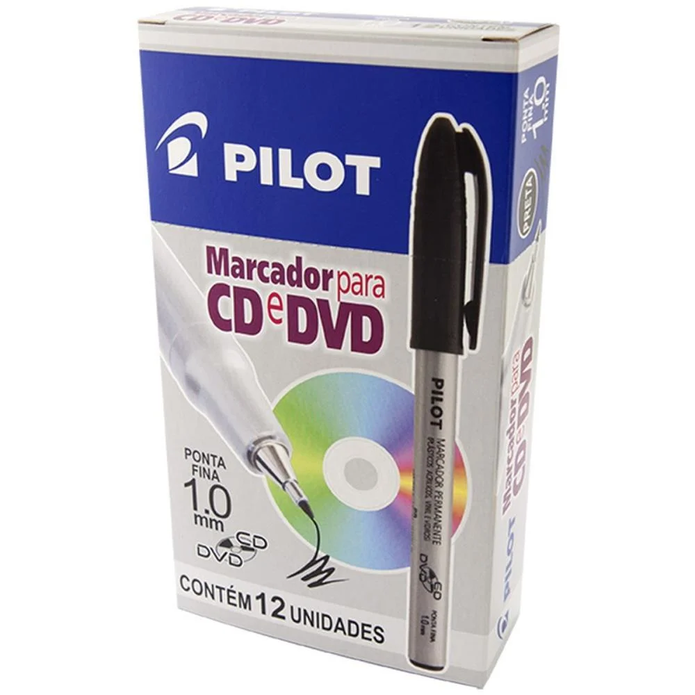 Caneta Para Cd 1.0Mm Ponta Fina Preta Pilot (Cx.c/12) - imagem 2