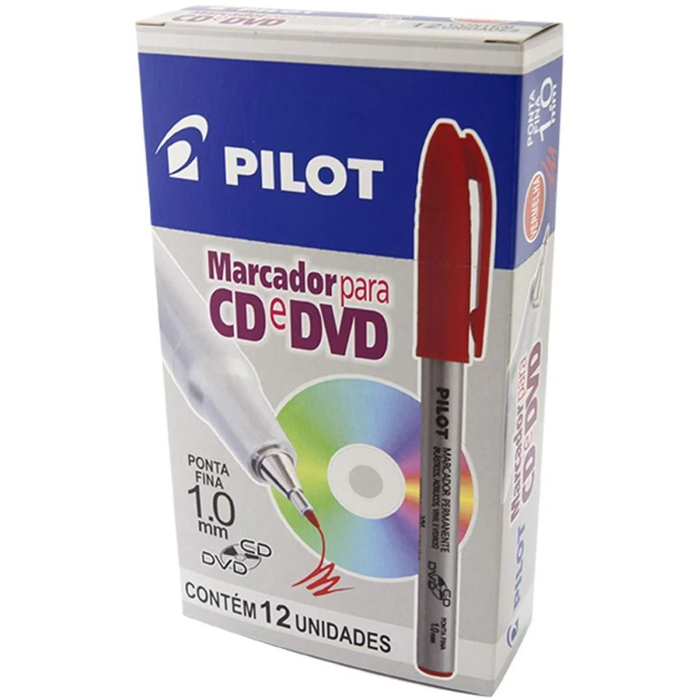 Caneta Para Cd 1.0Mm Ponta Fina Vermelho Pilot (Cx.c/12) - imagem 2