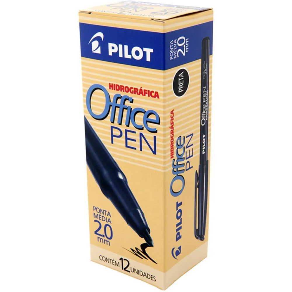Caneta Hidrografica Office Pen 2.0Mm Preta Pilot (Cx.c/12) - imagem 2
