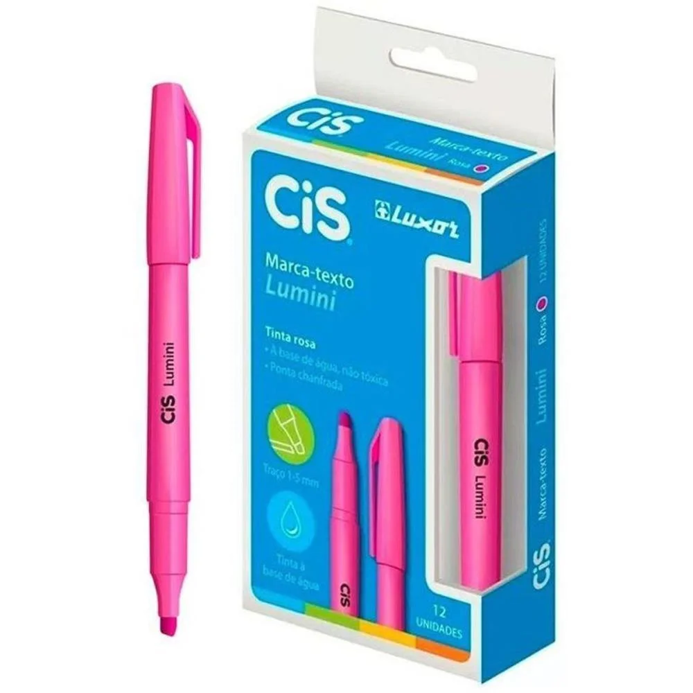 Caneta Marca Texto Cis Lumini Rosa Sertic (Cx.c/12) - imagem 3