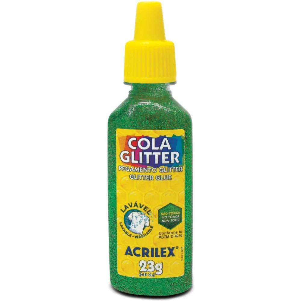 Cola Com Glitter Tubo 23G. Verde Acrilex (Duzia) - imagem 2