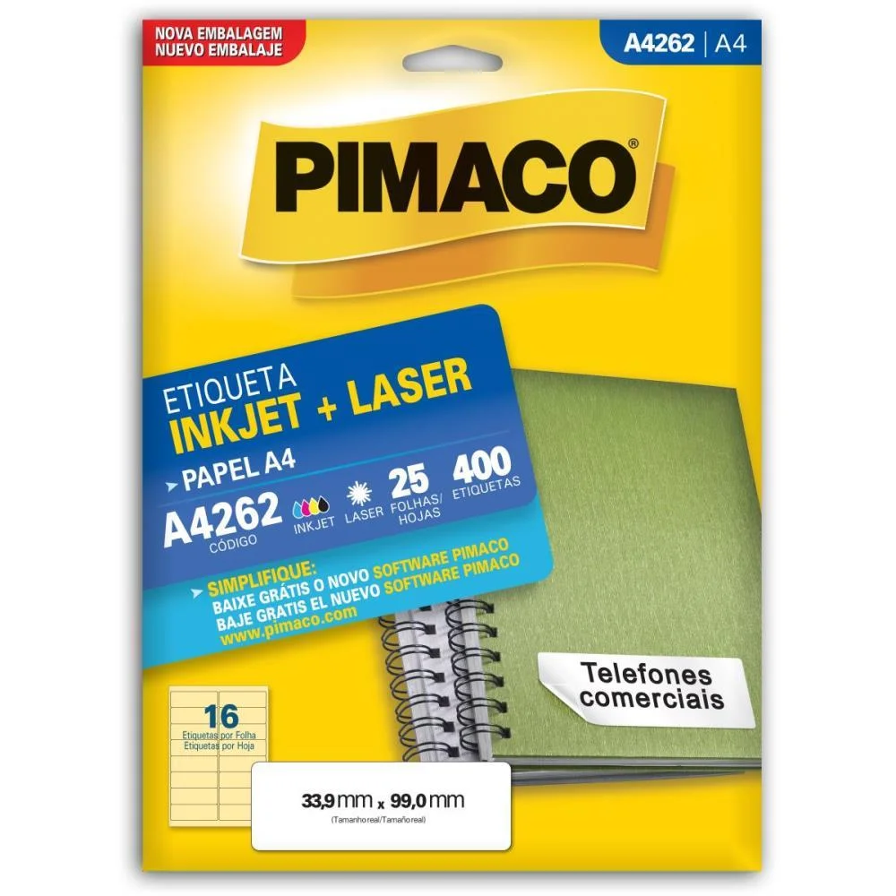 Etiqueta A4 A4262 25 Fls 33,9 X 99,0 Mm Pimaco (Ct.c/400) - imagem 2