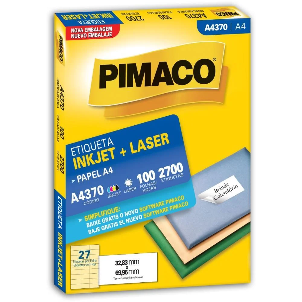 Etiqueta A4 A4370 100 Fls 32,83 X 69,96 Mm Pimaco (Cx.c/2700) - imagem 2