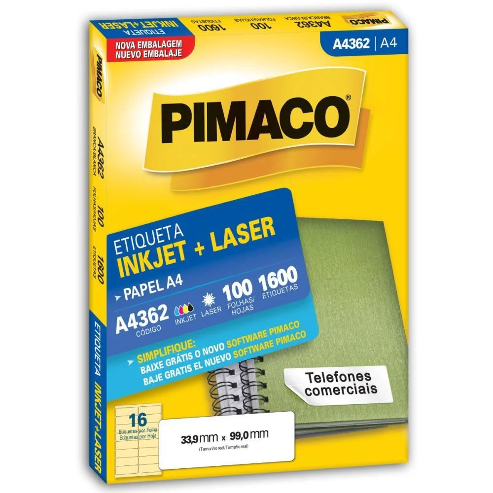 Etiqueta A4 A4362 100 Fls 33,9 X 99,0 Mm Pimaco (Cx.c/1600) - imagem 3