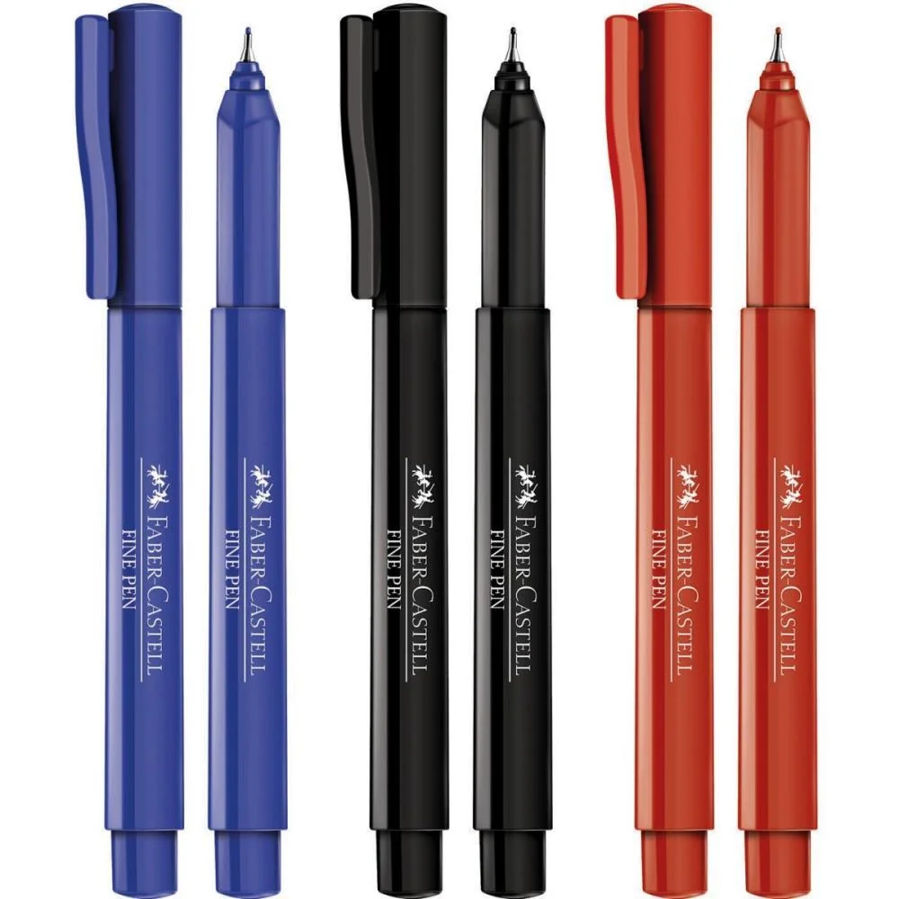 Caneta Com Ponta Porosa Fine Pen 0,4Mm Ultra Fina Azul Faber-Castell (Cx.c/12) - imagem 4