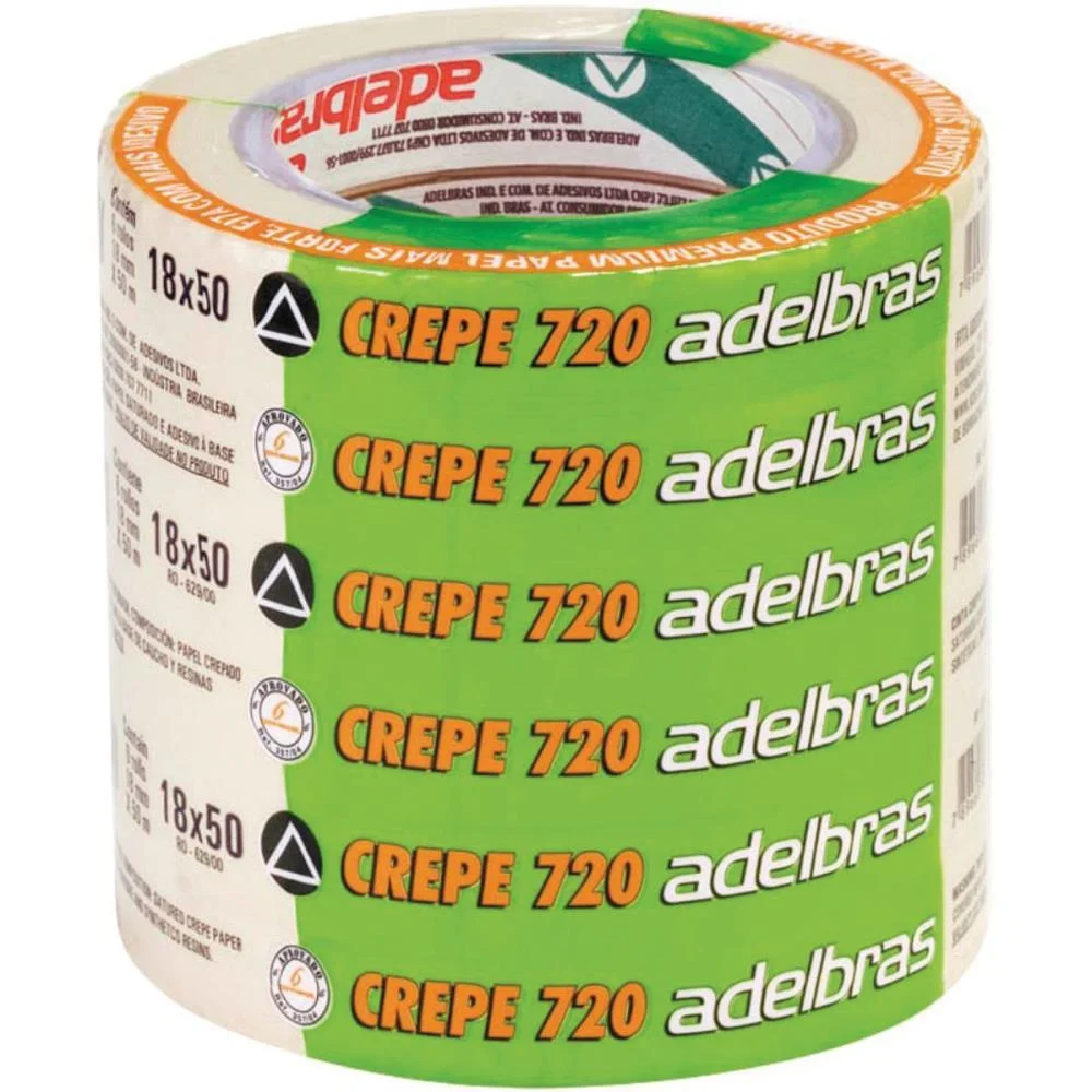 Fita Crepe 720 Alta Performance 18Mmx50M Adelbras (Pct.c/06) - imagem 3