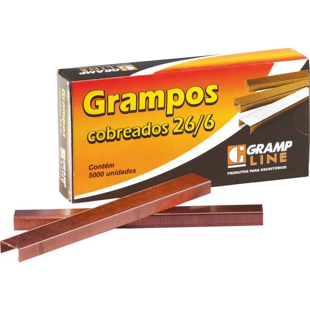 Grampo Para Grampeador 26/6 Cobreado 5000 Grampos Gramp Line (Caixa) - imagem 2
