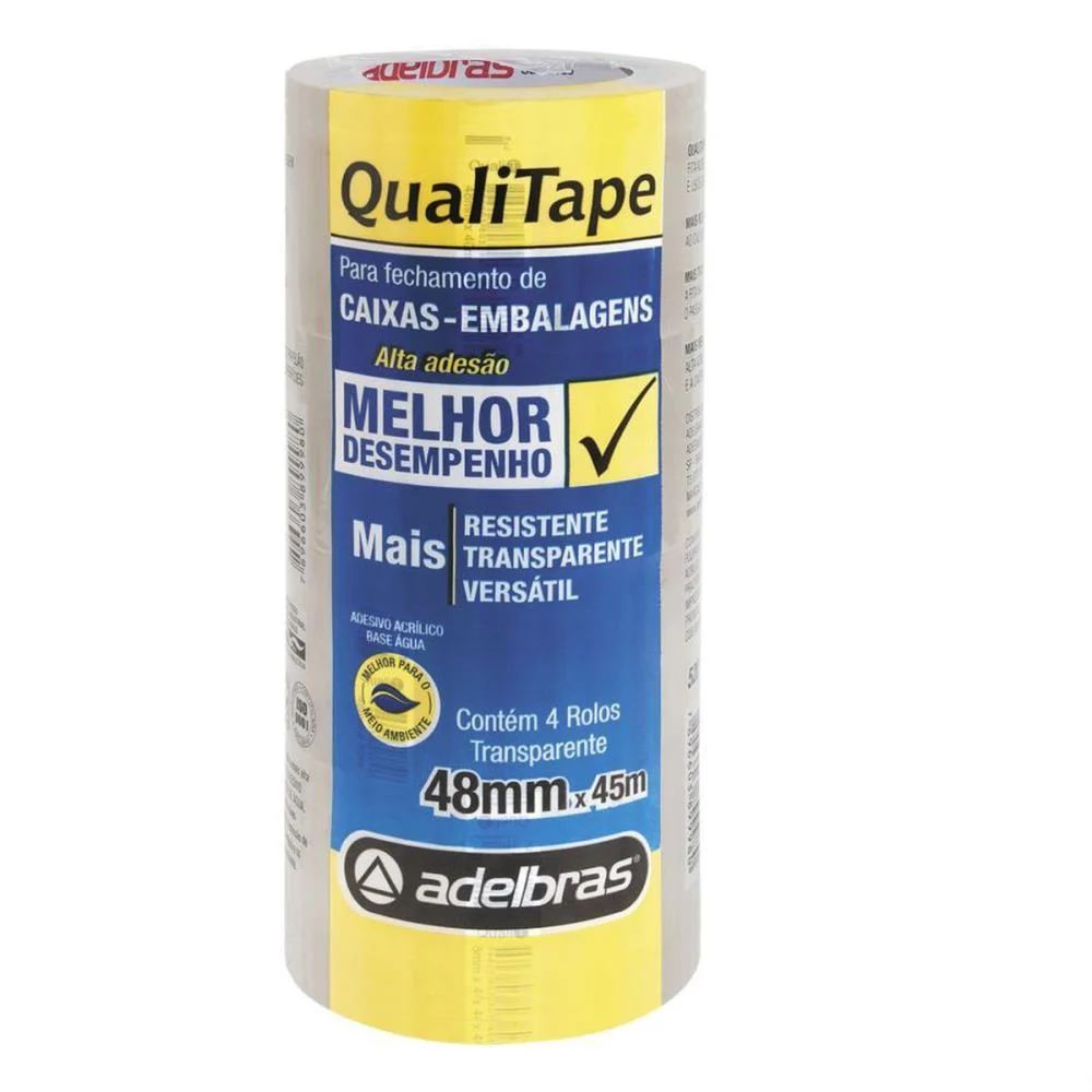Fita Para Empacotamento Qualitape 48Mmx45M. Transparen Adelbras (Pct.c/04) - imagem 3