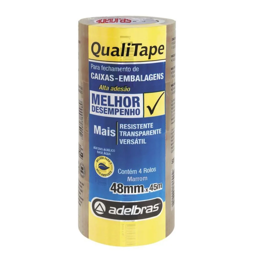 Fita Para Empacotamento Qualitape 48Mmx45M. Marrom Adelbras (Pct.c/04) - imagem 2