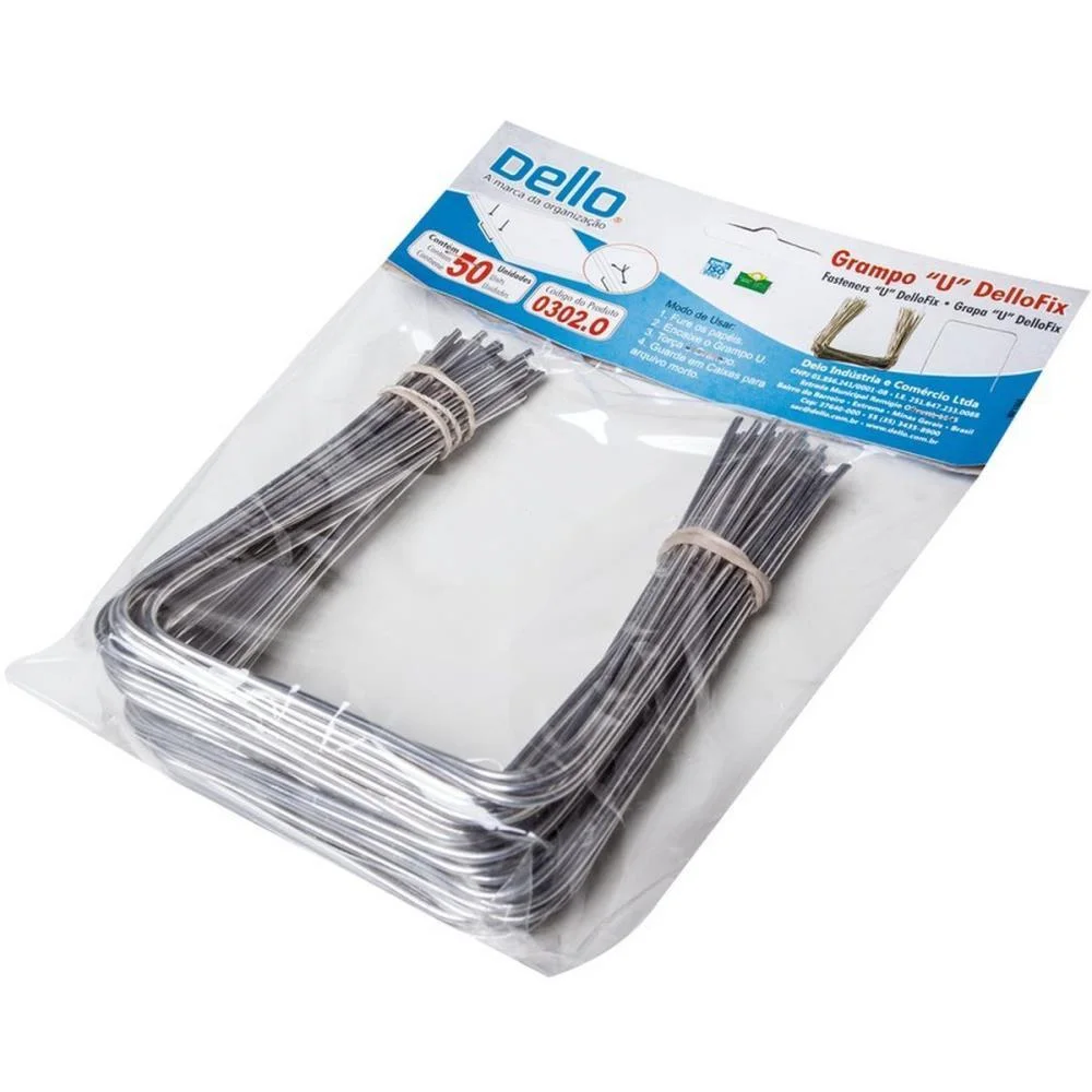 Grampo Trilho Metal Grampo U S/Trilho Prata C/50U Dello (Pacote) - imagem 2