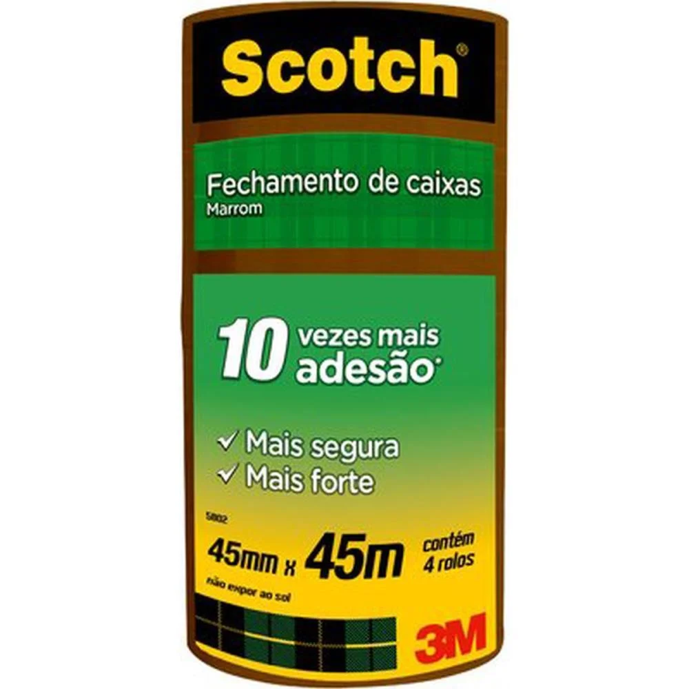 Fita Para Empacotamento Scotch 5802 Marrom 45Mmx45M. 3M (Pct.c/04) - imagem 3