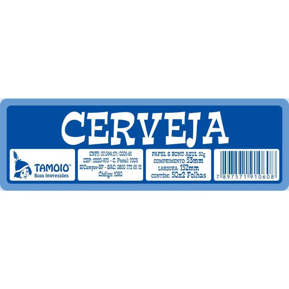 Impresso Talao Ficha Cerveja 50X2 75Mmx160Mm Tamoio (Pct.c/10) - imagem 2