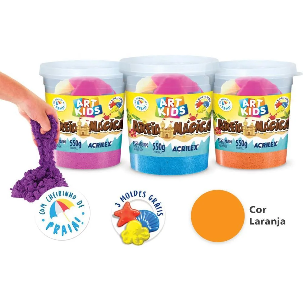 Massa Areia Areia Magica Laranja 550G C/Mo Acrilex (Pote) - imagem 2