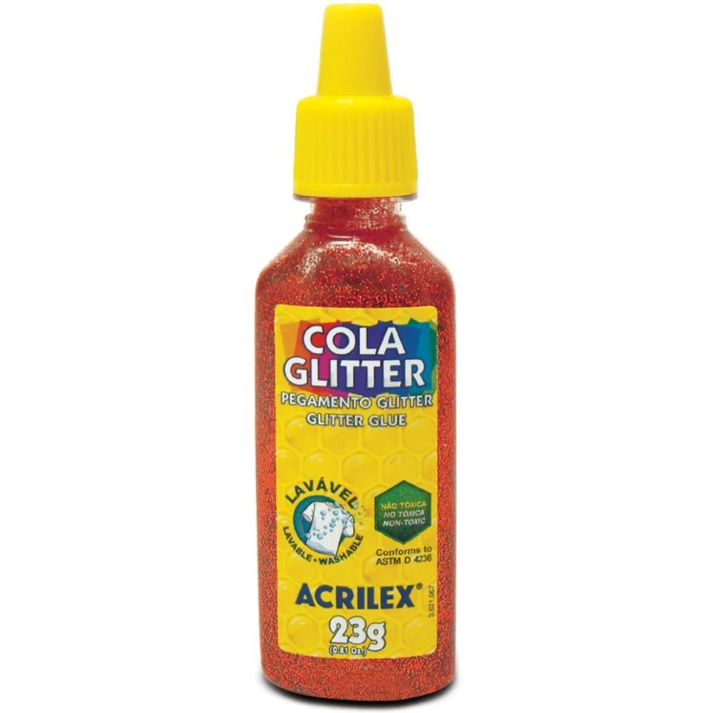 Cola Com Glitter Tubo 23G. Vermelha Acrilex (Duzia) - imagem 2