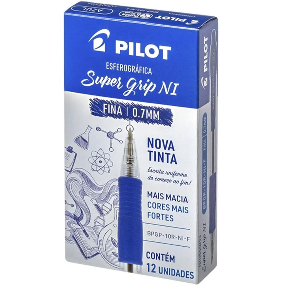Caneta Esferografica Retratil Bpsg-S Supergrip 0.7Mm Azul Pilot (Cx.c/12) - imagem 2
