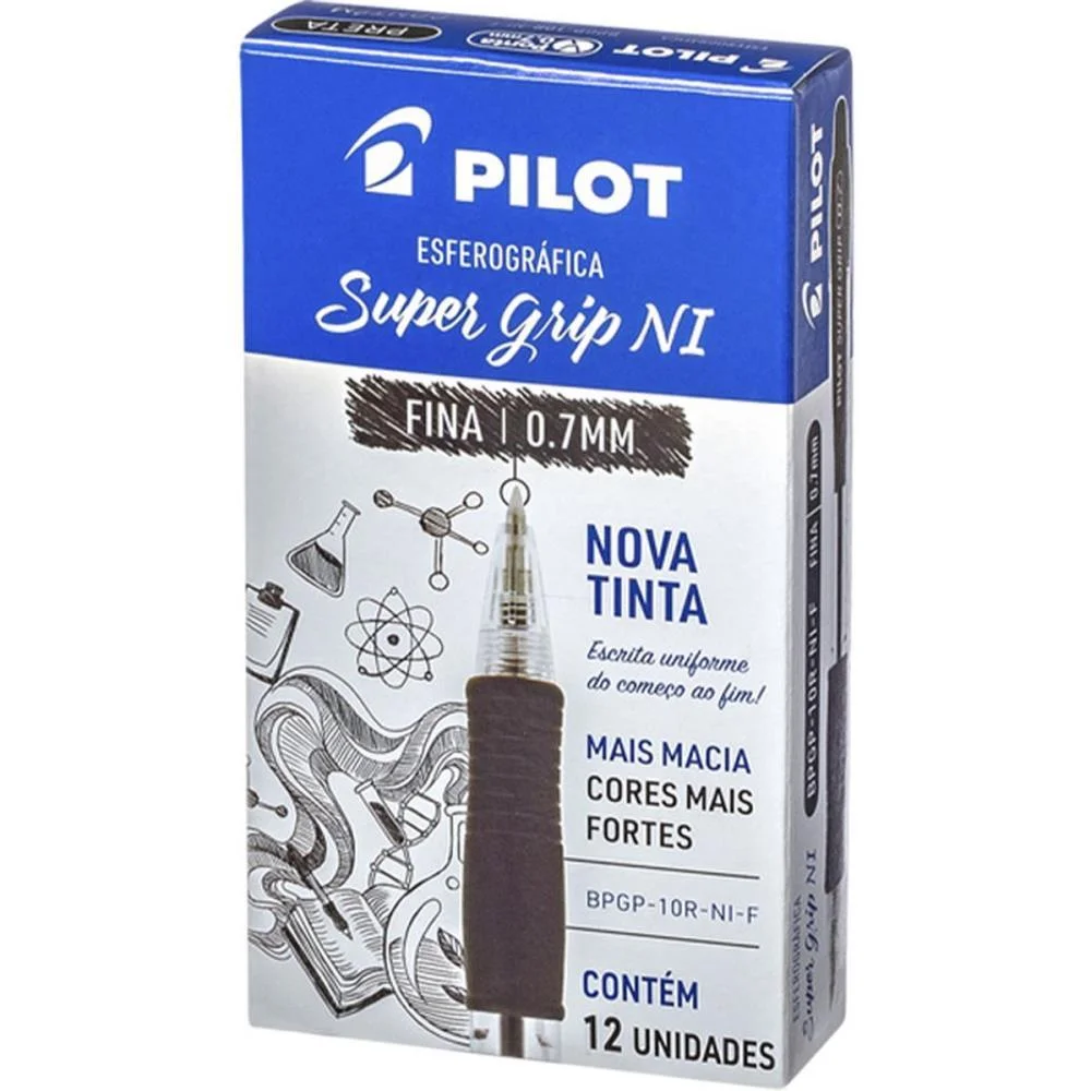 Caneta Esferografica Retratil Bpsg-S Supergrip 0.7Mm Preta Pilot (Cx.c/12) - imagem 2