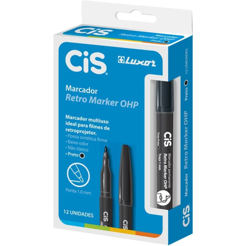 Caneta Retroprojetor 1.0Mm Cis Preto Sertic (Cx.c/12) - imagem 3