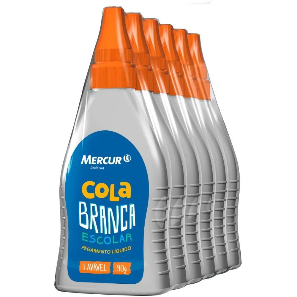 Cola Escolar 90G Branca Lavavel Mercur (Pct.c/06) - imagem 3