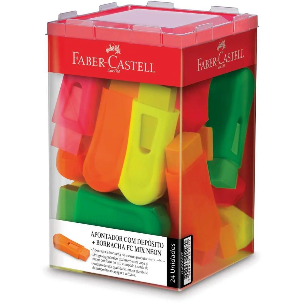 Borracha Colorida Fc Mix Neon C/Apontador Faber-Castell (Dp.c/24) - imagem 3