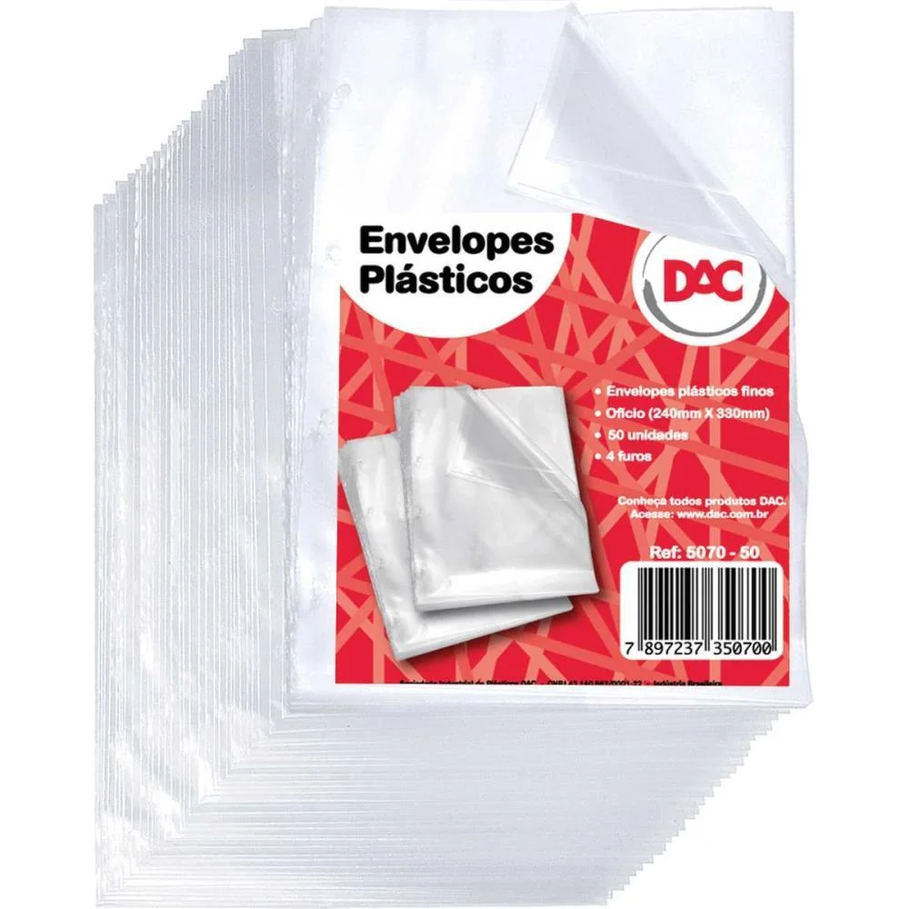 Envelope Plastico A3 4Furos Medio 0,10Mm Dac (Pct C/50) - imagem 2