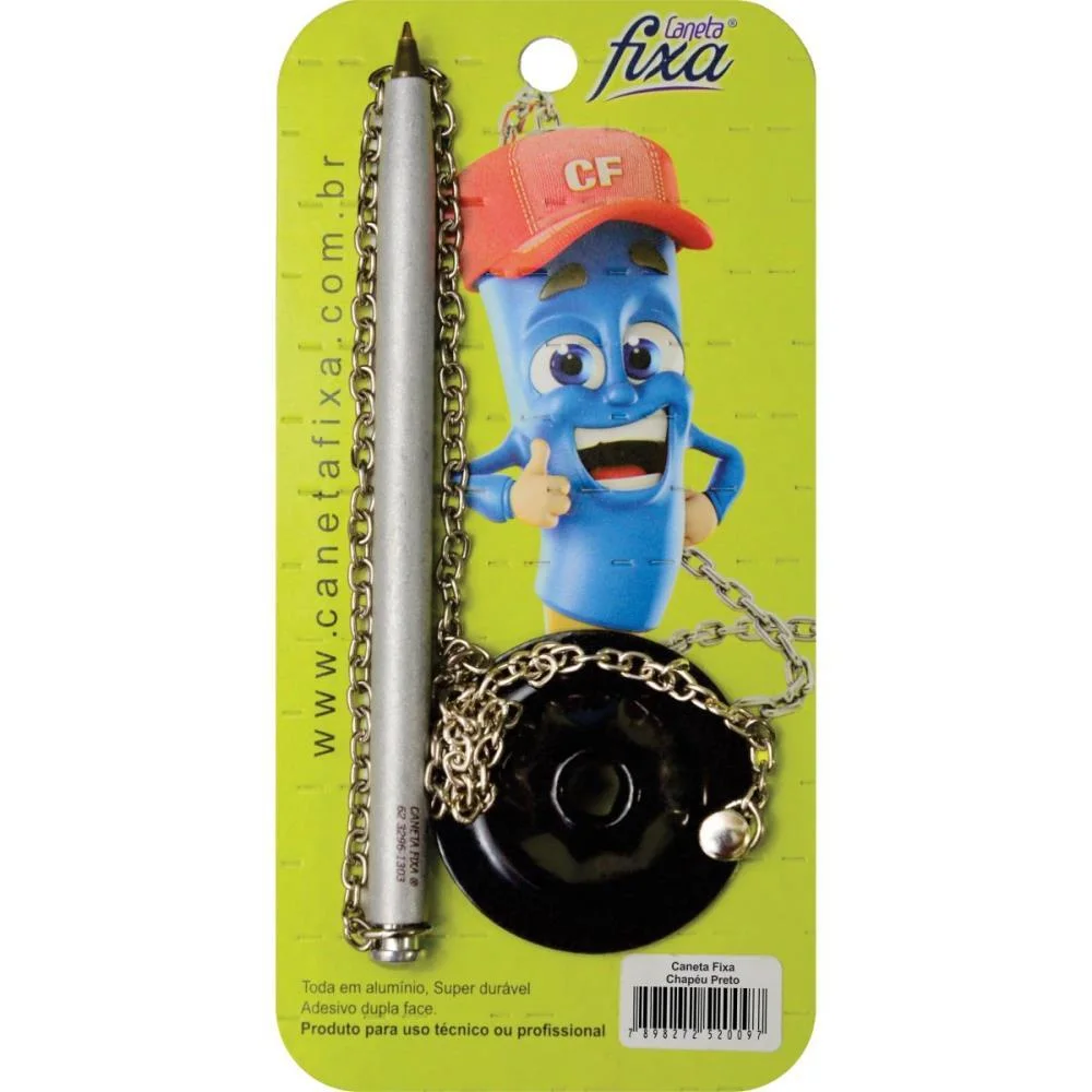 Caneta Para Balcao Chapeu Polida C/Suporte Preto Caneta Fixa (Unidade) - imagem 4