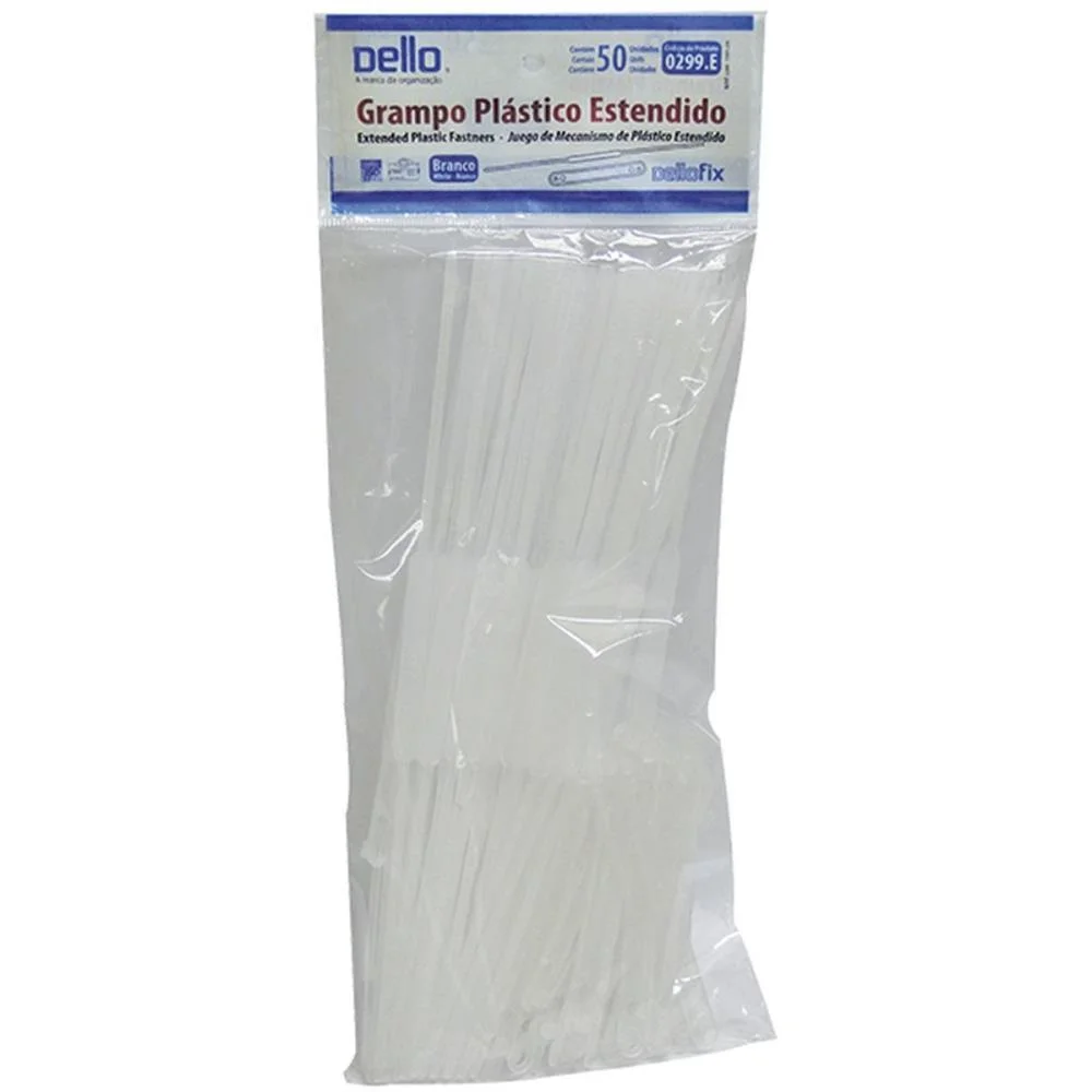 Grampo Trilho Plastico Dellofix Estendido Branco Dello (Pct.c/50) - imagem 2