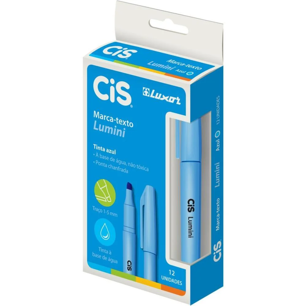 Caneta Marca Texto Cis Lumini Azul Sertic (Cx.c/12) - imagem 3