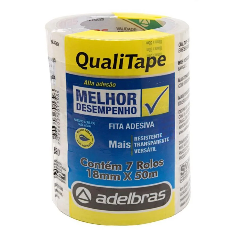 Fita Para Empacotamento Qualitape 18Mmx50M. Transparen Adelbras (Pct.c/07) - imagem 3