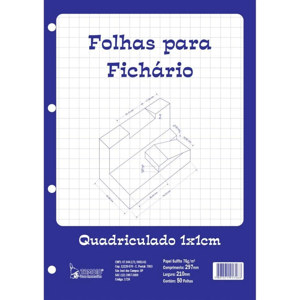 Bloco Para Fichario Universit. Quadriculado Branco 1X1Cm 50F. Tamoio (Pct.c/05) - imagem 4