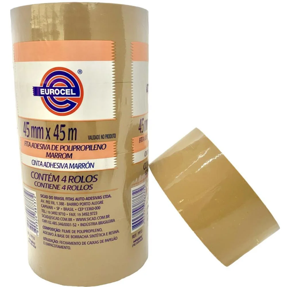 Fita Para Empacotamento Pp 33 45Mmx45M Marrom Eurocel (Pct.c/04) - imagem 2
