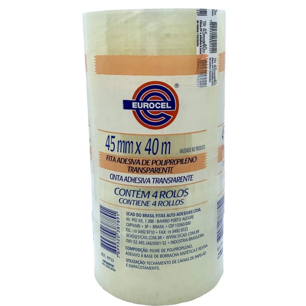 Fita Para Empacotamento Pp 33 45Mmx40M Transparente Eurocel (Pct.c/04) - imagem 4
