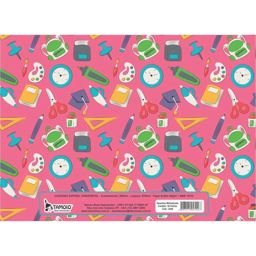 Caderno Desenho Milimetrado Decorado 48F Univ Espiral Cd Tamoio (Pct.c/04) - imagem 6