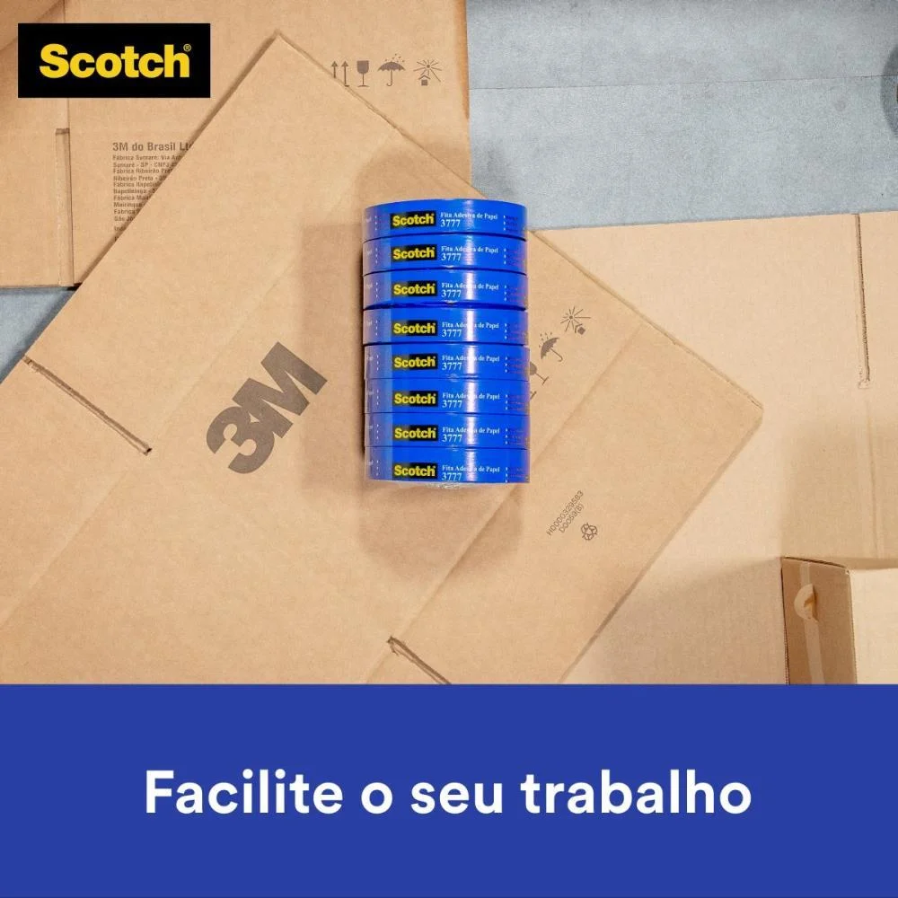 Fita Para Empacotamento Papel Liso 3777 24Mmx50M Marr. 3M (Pct.c/08) - imagem 4