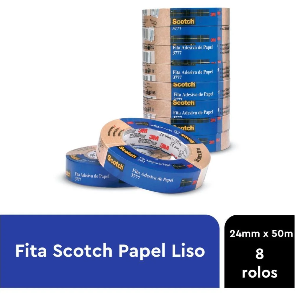 Fita Para Empacotamento Papel Liso 3777 24Mmx50M Marr. 3M (Pct.c/08) - imagem 7