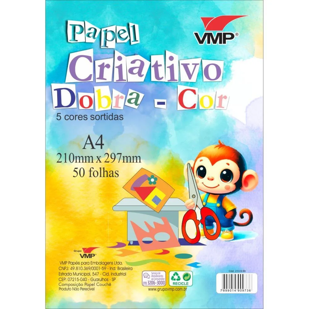 Bloco Para Educacao Artistica Dobra Cor Esp A4 5Cor. 50F 60G V.m.p. (Pacote) - imagem 2
