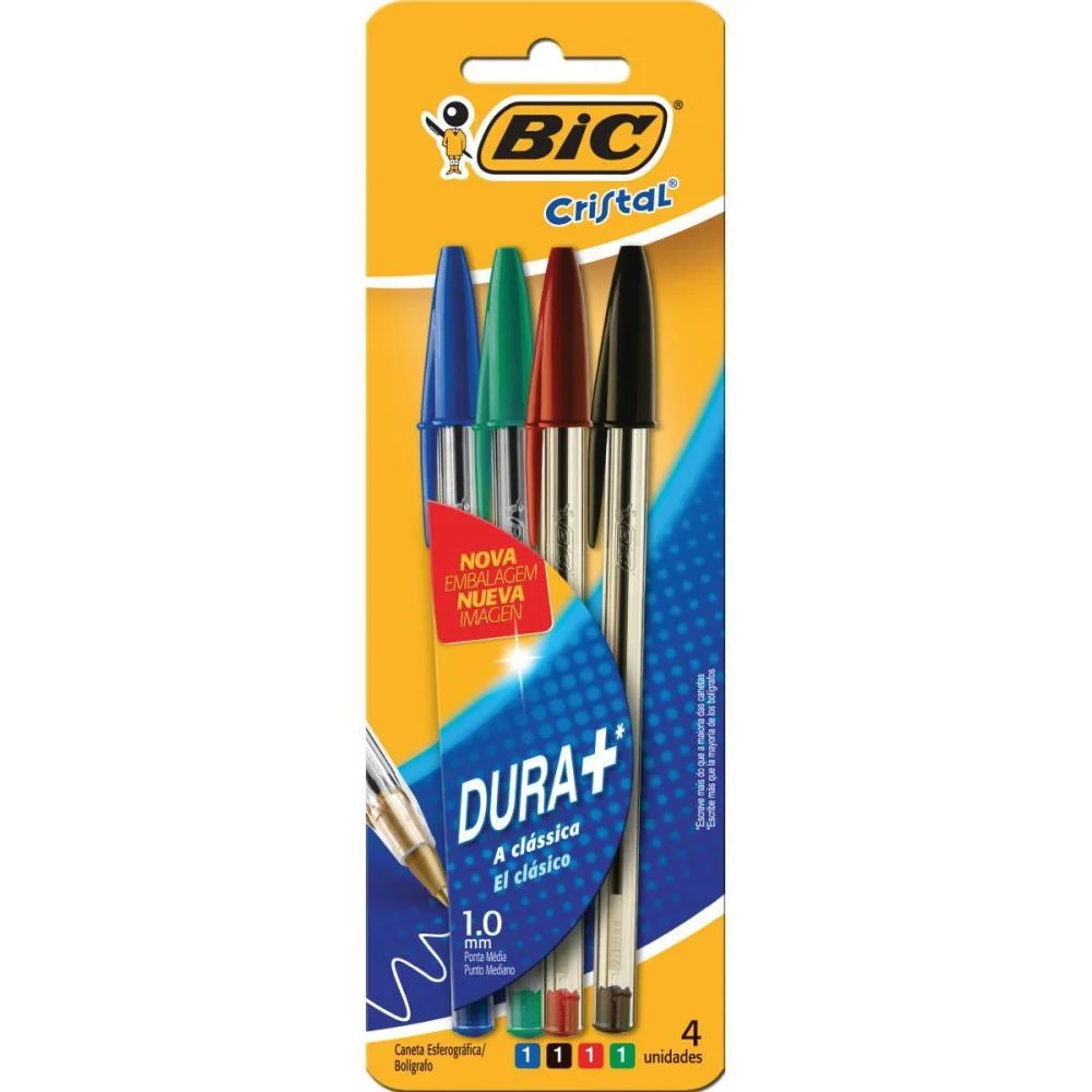 Caneta Esferografica Cristal Az+Pr+Vm+Vd Bic (Bl.c/04) - imagem 3