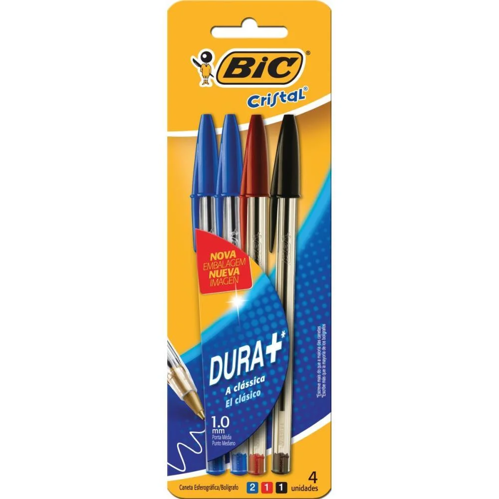 Caneta Esferografica Cristal 2Az+1Pr+1Vm Bic (Bl.c/04) - imagem 3