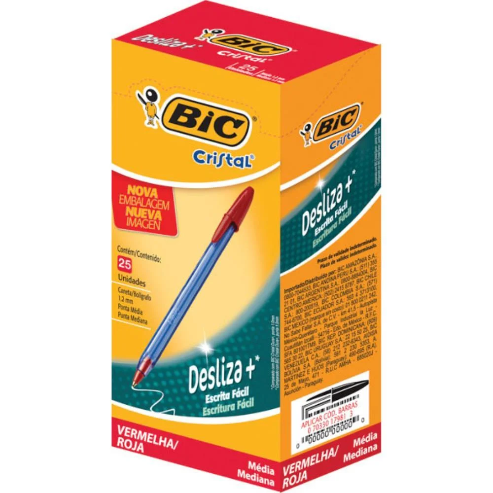 Caneta Esferografica Cristal Soft Vermelha Bic (Cx.c/25) - imagem 4