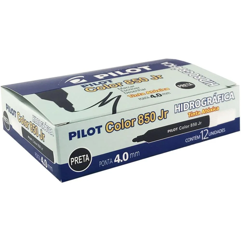 Caneta Hidrografica Color 850L Junior Preto Pilot (Cx.c/12) - imagem 3