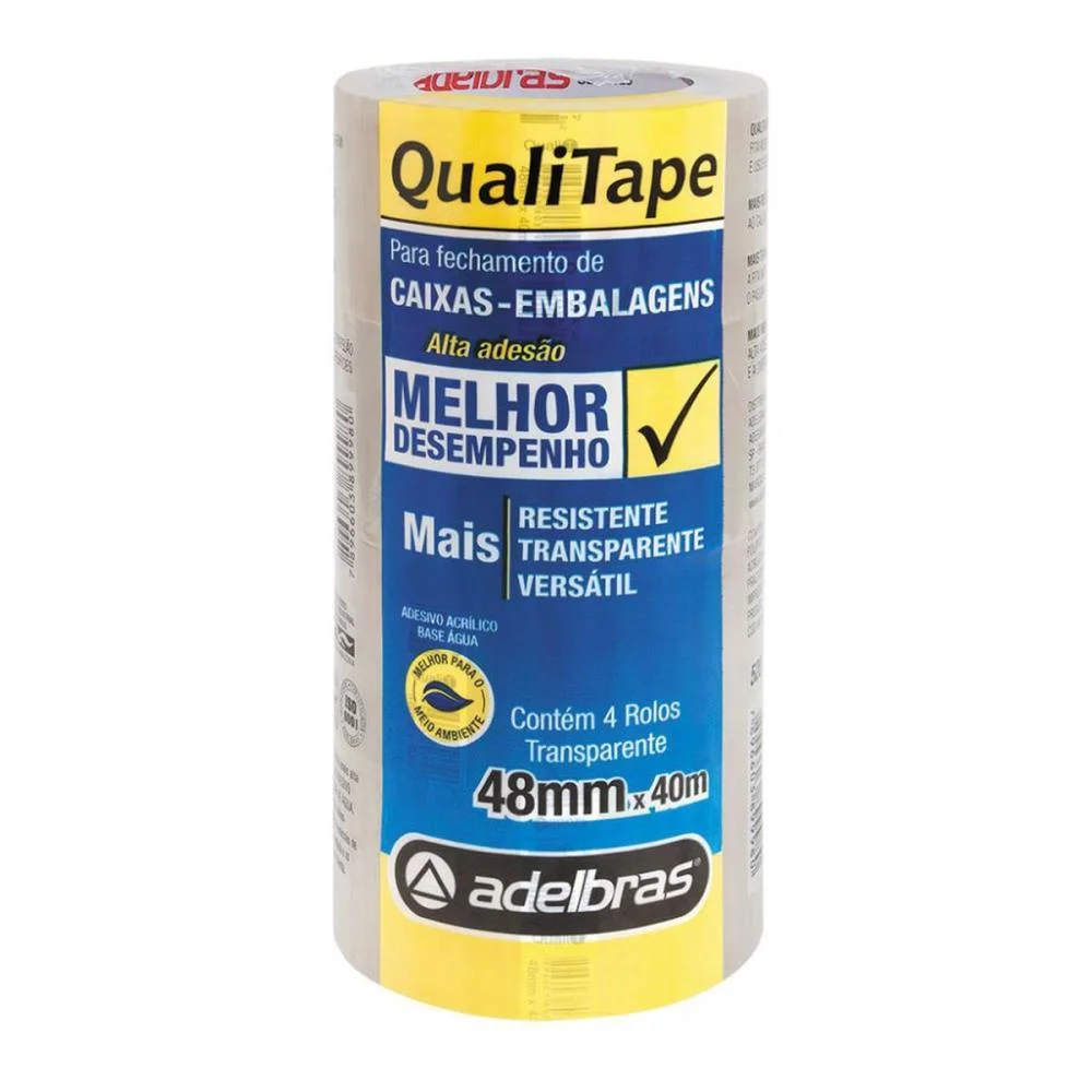 Fita Para Empacotamento Qualitape 48Mmx40M. Transpar. Adelbras (Pct.c/04) - imagem 2