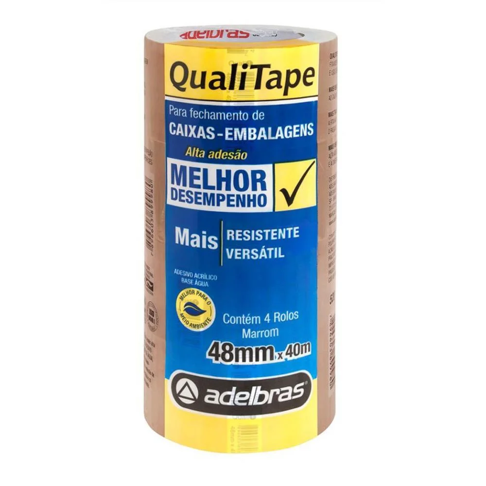 Fita Para Empacotamento Qualitape 48Mmx40M. Marrom Adelbras (Pct.c/04) - imagem 2