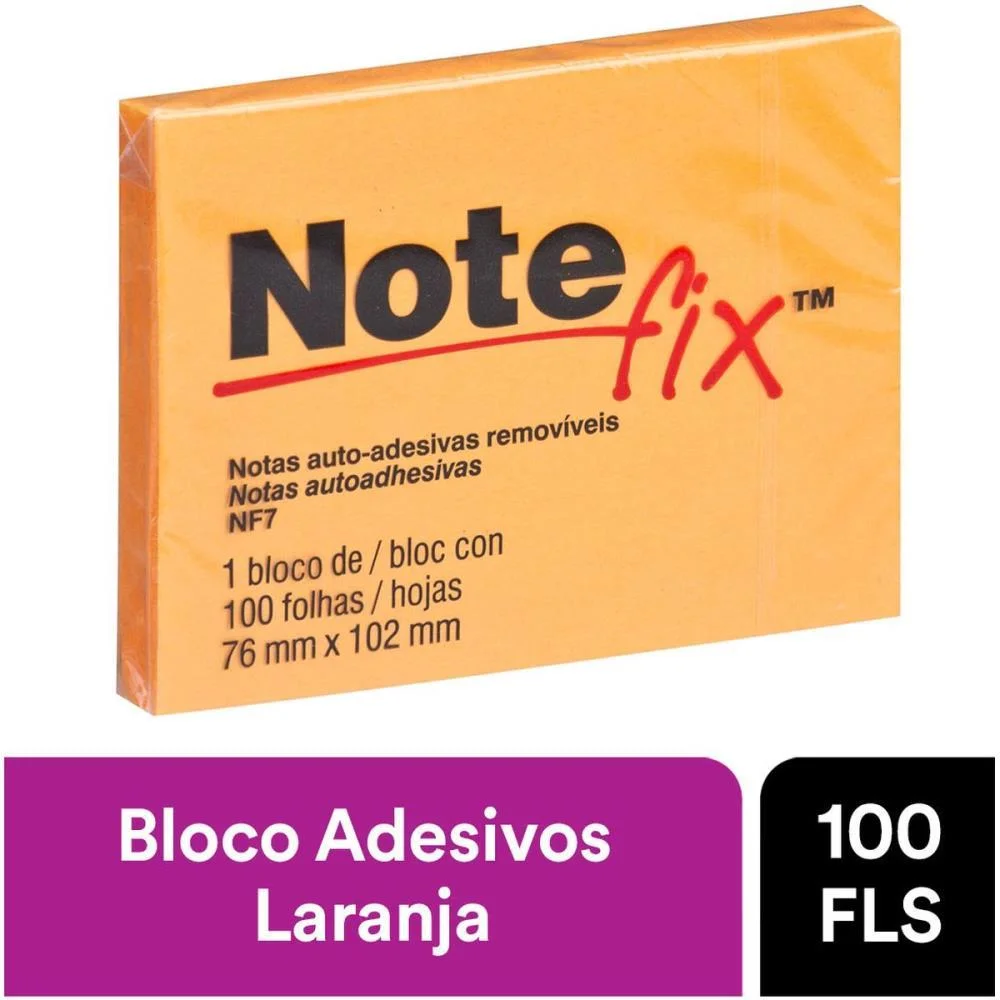 Bloco De Recado Autoadesivo Notefix 100F.76Mmx102Mm Laranj 3M (Unidade) - imagem 4