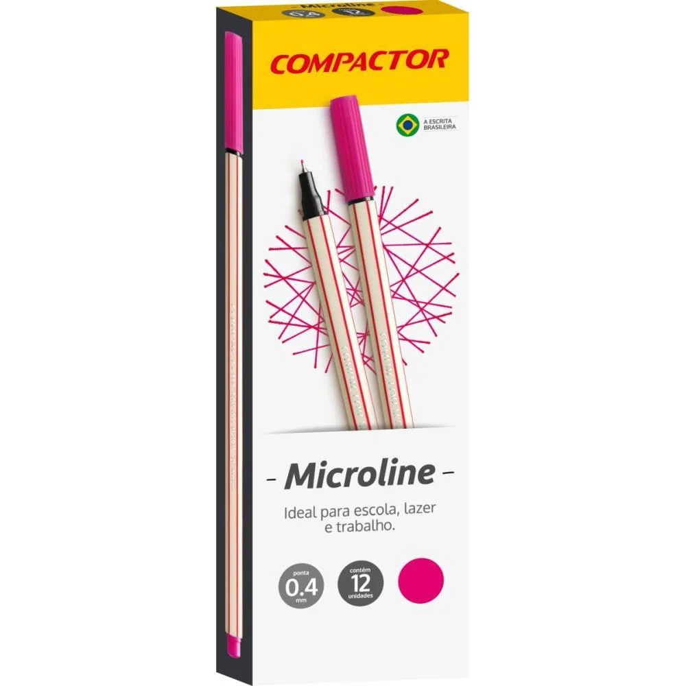 Caneta Com Ponta Porosa Microline 0,4Mm Rosa Compactor (Cx.c/12) - imagem 2