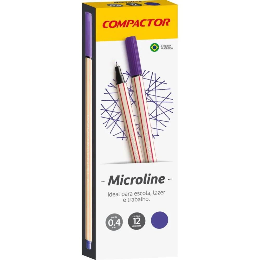 Caneta Com Ponta Porosa Microline 0,4Mm Violeta Compactor (Cx.c/12) - imagem 3